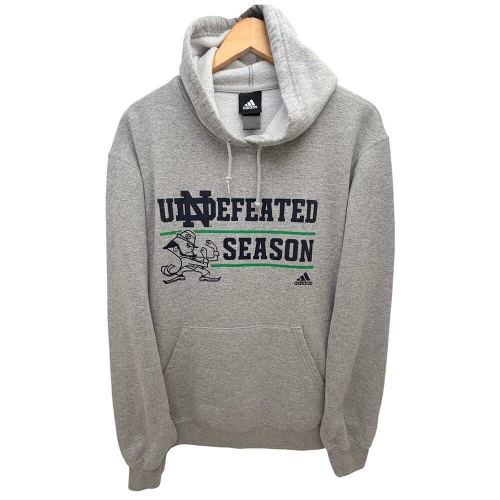 adidas Gray Notre Dame Undefeated Season Hoodie Men's Medium